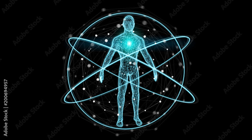 Poster Digital x-ray human body scan background interface 3D rendering
