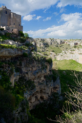 Fototapeta na wymiar Vertical View of the Gravina of the Sassi of Matera. Matera, South of Italy