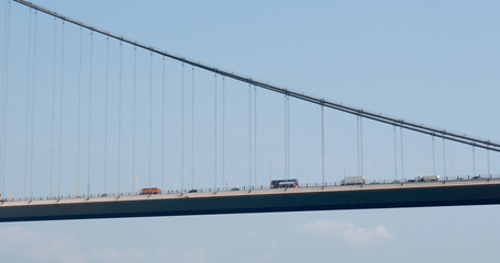 Tsing ma bridge with blue sky