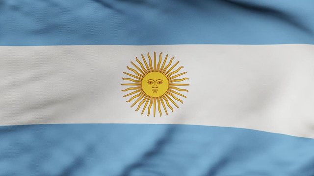 The Argentinian flag waving in the wind. The Argentina flag flaps in the breeze, filling the whole frame. See portfolio for similar and much more!