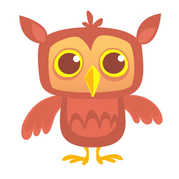 Funny cartoon owl. Isolated on white. Design for print, package or book illustration