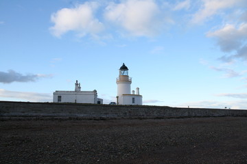 Fototapeta na wymiar Lighthouse at Chanonry Point, Rosemarkie, Scotland, Scottish, Highlands