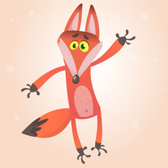 Funny tricky fox cartoon. Vector illustration.
