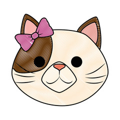 cute cat mascot head character vector illustration design