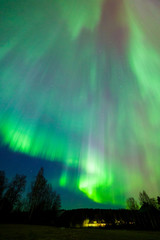 Northern lights aurora borealis landscape in Finland