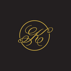 initial letter logo script circle gold