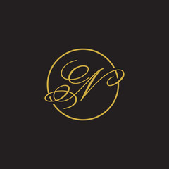 initial letter logo script circle gold