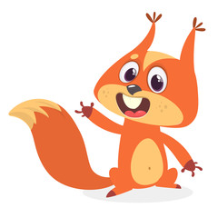Cute cartoon squirrel in playful mood. Vector illustration isolated