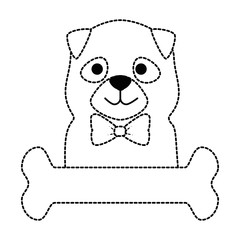 cute dog breed with bone character vector illustration design