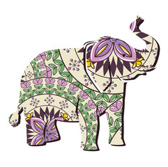 colorful elephant with mandala pattern vector illustration design