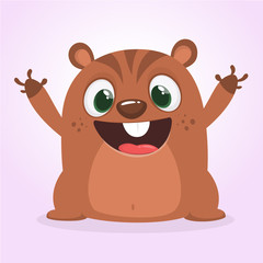 Cartoon marmot chipmunk. Happy groundhog day. Vector illustration