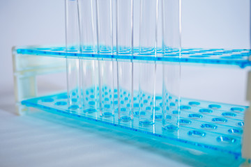 Laboratory pipette, science laboratory, doctor, science research concept,  test tube on blue background