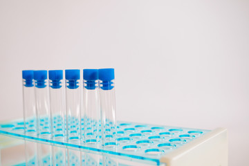 Laboratory pipette, science laboratory, doctor, science research concept,  test tube on blue background