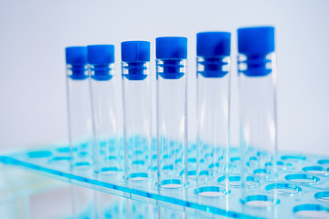 Laboratory pipette, science laboratory, doctor, science research concept,  test tube on blue background
