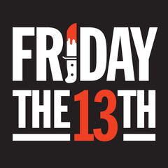 Friday the 13th Vector Design. Great graphic design element for Friday the 13th social media posts, advertising, and more with bloody dagger making the I in Friday.