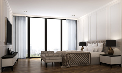 Naklejka na ściany i meble The interior design idea of luxury bedroom and white wall texture background