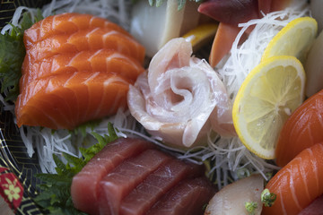 Mixed sushi and sashimi platter