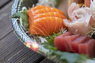 Mixed sushi and sashimi platter