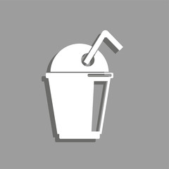 Drink in a closed glass with a tube. Vector icon.