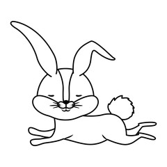 cute rabbit running easter celebration