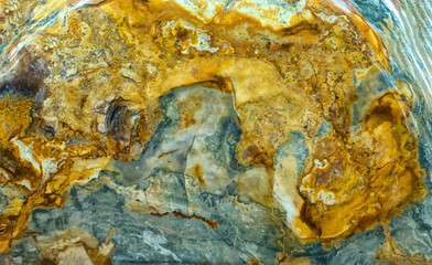 Marble mineral stone with various stone artifacts from the crystallization of volcanic rock create...