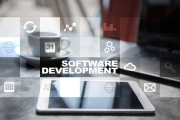 Naklejka na ściany i meble Software development. Applications APPS for business. Programming.