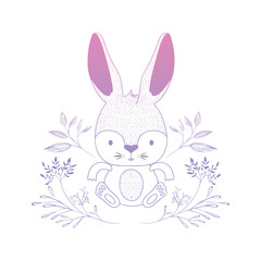 cute rabbit with egg and wreath easter celebration