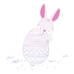 cute rabbit with egg easter celebration