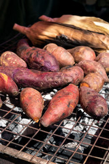 grilled sweet potato on brazier