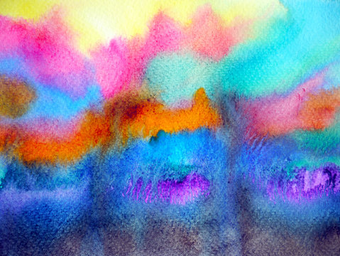 abstract color colorful artistic sky background watercolor painting illustration design hand drawn