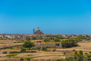 Fototapeta na wymiar Malta Church in Distance