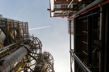 View of the shop of the refinery from the bottom up