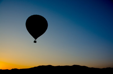 Hot Air Balloons Beautiful Silhouette in the sunset