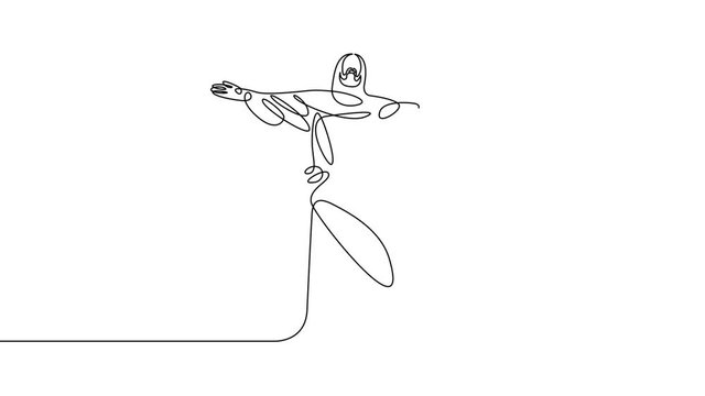 Animation continuous single drawn line of the symbol image of the sign of the logo of the statue of Jesus Christ. Buenos Aires
