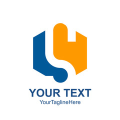 Letter S logo design template colored orange blue hexagon design for business and company identity. Abstract initial S alphabet logo element.