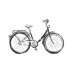 Old bicycle sketch illustration . Bike ,vector