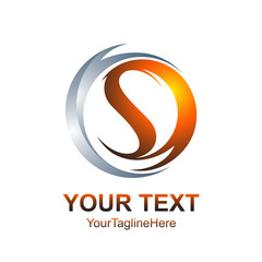 Letter S logo design template colored silver orange circle swoosh fire design for business and company identity. Abstract initial S alphabet logo element.