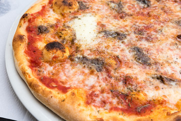 Tasty Italian pizza with anchovies