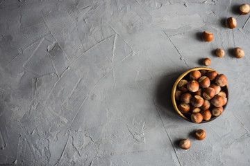 Nuts on concrete background