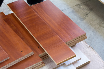 MDF, PARTICLE BOARD. Wood panels of different thicknesses and colors.