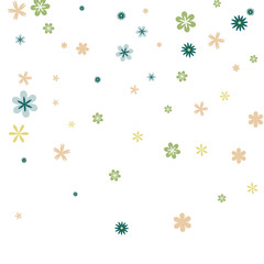 Feminine Floral Pattern with Simple Small Flowers for Greeting Card or Poster. Naive Daisy Flowers in Primitive Style. Vector Background for Spring or Summer Design.