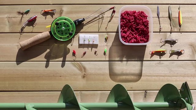 Ice fishing accessories, live larvae