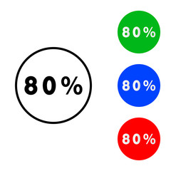 Eighty percentage circle icon