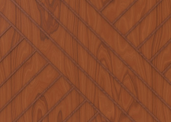 3d rendering. Brown long bars in diagonal way on Wood surface wall background.