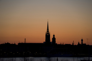 Naklejka premium Sunrise in Stockholm an early spring day
