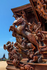 Beautiful carvings at Sanctuary of Truth, Thailand