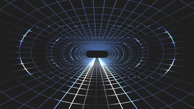 endless neon blue lights energy grid net cyber retro VR tunnel flight motion graphics animation background seamless loop new quality futuristic vintage style cool nice beautiful video footage