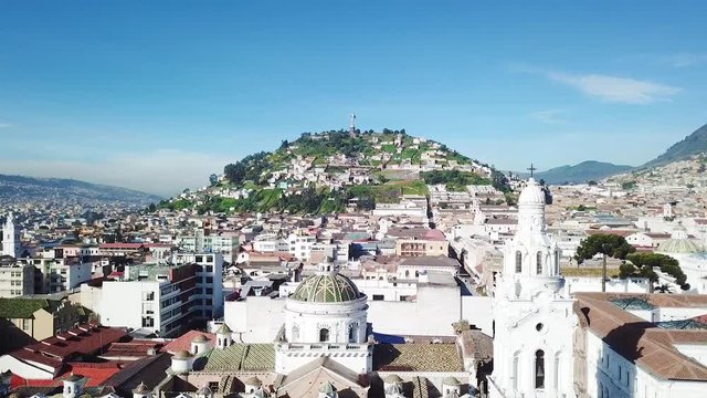 Historical center and Panecillo Hill in Quito Ecuador