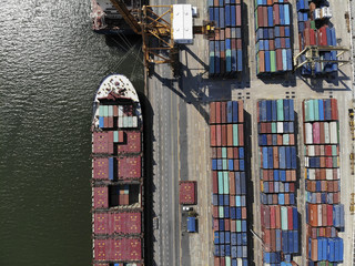 Container ship in import export and business logistic, International transportation, Business...