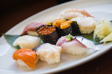 Sushi on the dish